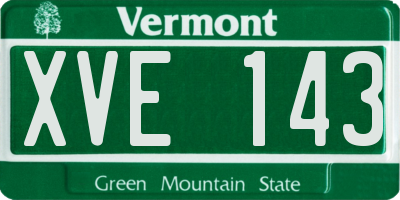 VT license plate XVE143