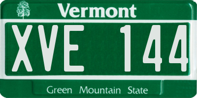 VT license plate XVE144