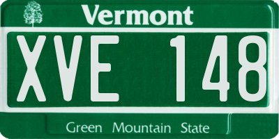 VT license plate XVE148