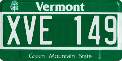 VT license plate XVE149