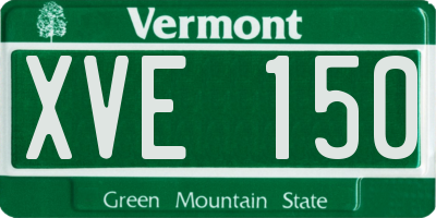 VT license plate XVE150