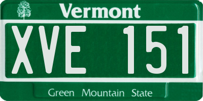 VT license plate XVE151
