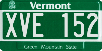 VT license plate XVE152