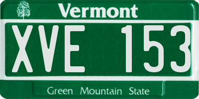 VT license plate XVE153