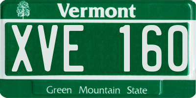 VT license plate XVE160