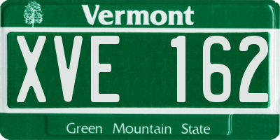 VT license plate XVE162