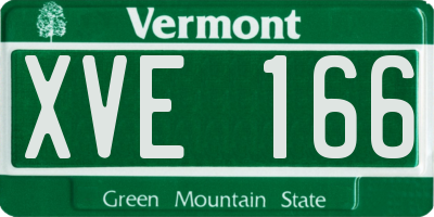 VT license plate XVE166