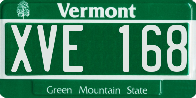 VT license plate XVE168