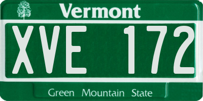 VT license plate XVE172