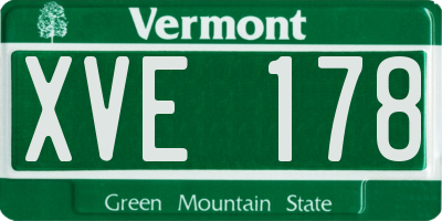 VT license plate XVE178