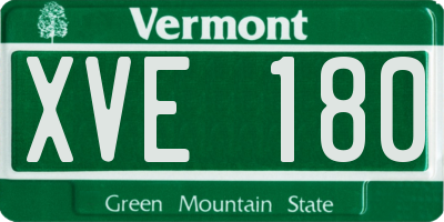 VT license plate XVE180