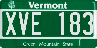 VT license plate XVE183