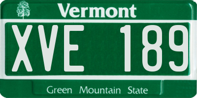 VT license plate XVE189