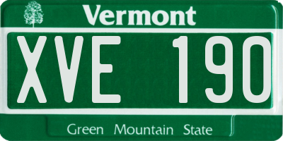 VT license plate XVE190