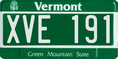 VT license plate XVE191