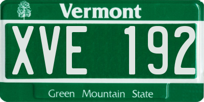 VT license plate XVE192