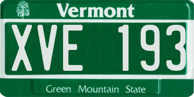 VT license plate XVE193