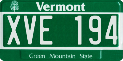 VT license plate XVE194