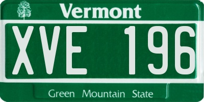 VT license plate XVE196