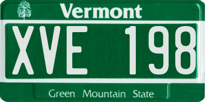 VT license plate XVE198