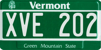 VT license plate XVE202