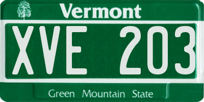 VT license plate XVE203