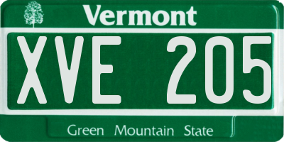 VT license plate XVE205