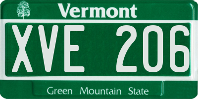 VT license plate XVE206