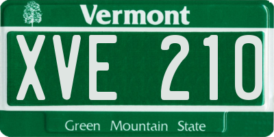VT license plate XVE210