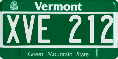 VT license plate XVE212