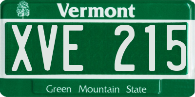 VT license plate XVE215
