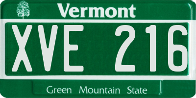 VT license plate XVE216