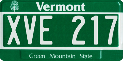 VT license plate XVE217