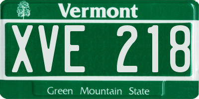VT license plate XVE218