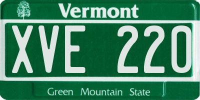 VT license plate XVE220