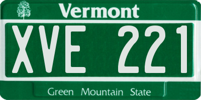 VT license plate XVE221