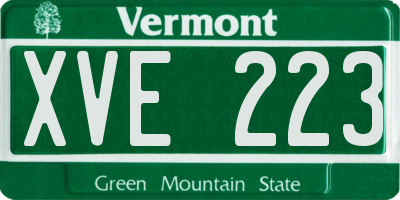 VT license plate XVE223