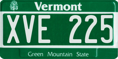 VT license plate XVE225