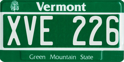 VT license plate XVE226