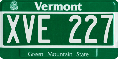 VT license plate XVE227