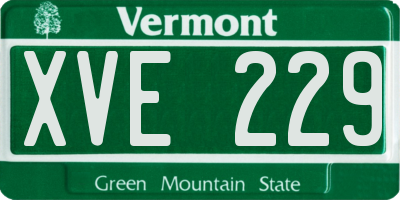 VT license plate XVE229