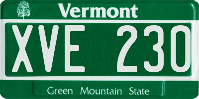 VT license plate XVE230