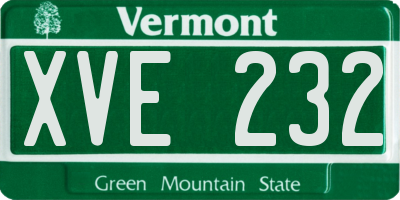 VT license plate XVE232