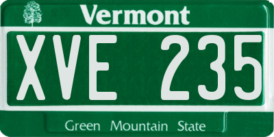 VT license plate XVE235