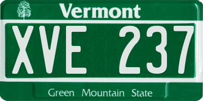 VT license plate XVE237
