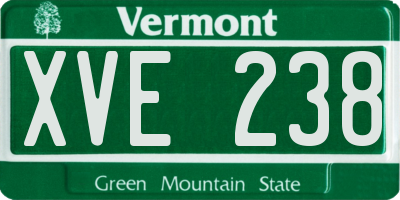 VT license plate XVE238