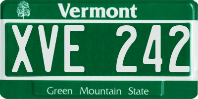 VT license plate XVE242