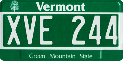 VT license plate XVE244