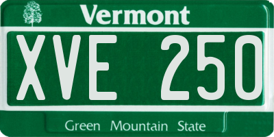 VT license plate XVE250