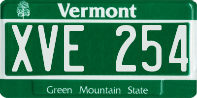 VT license plate XVE254